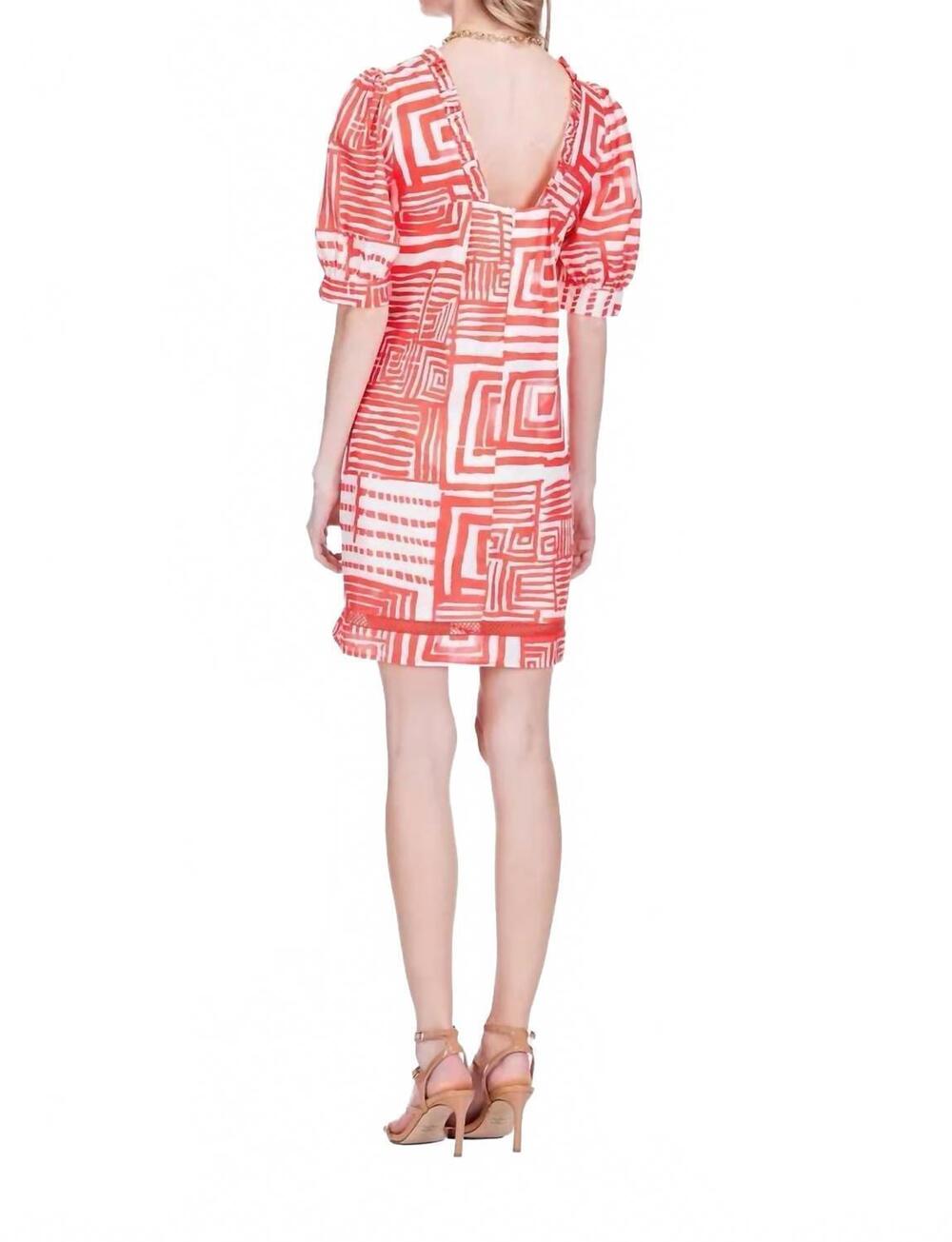 NEW JOY JOY ruffles short sleeve trim mini dress in red echo - Picture 4 of 4